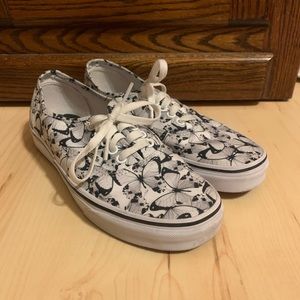 Black and White Butterfly Printed Vans